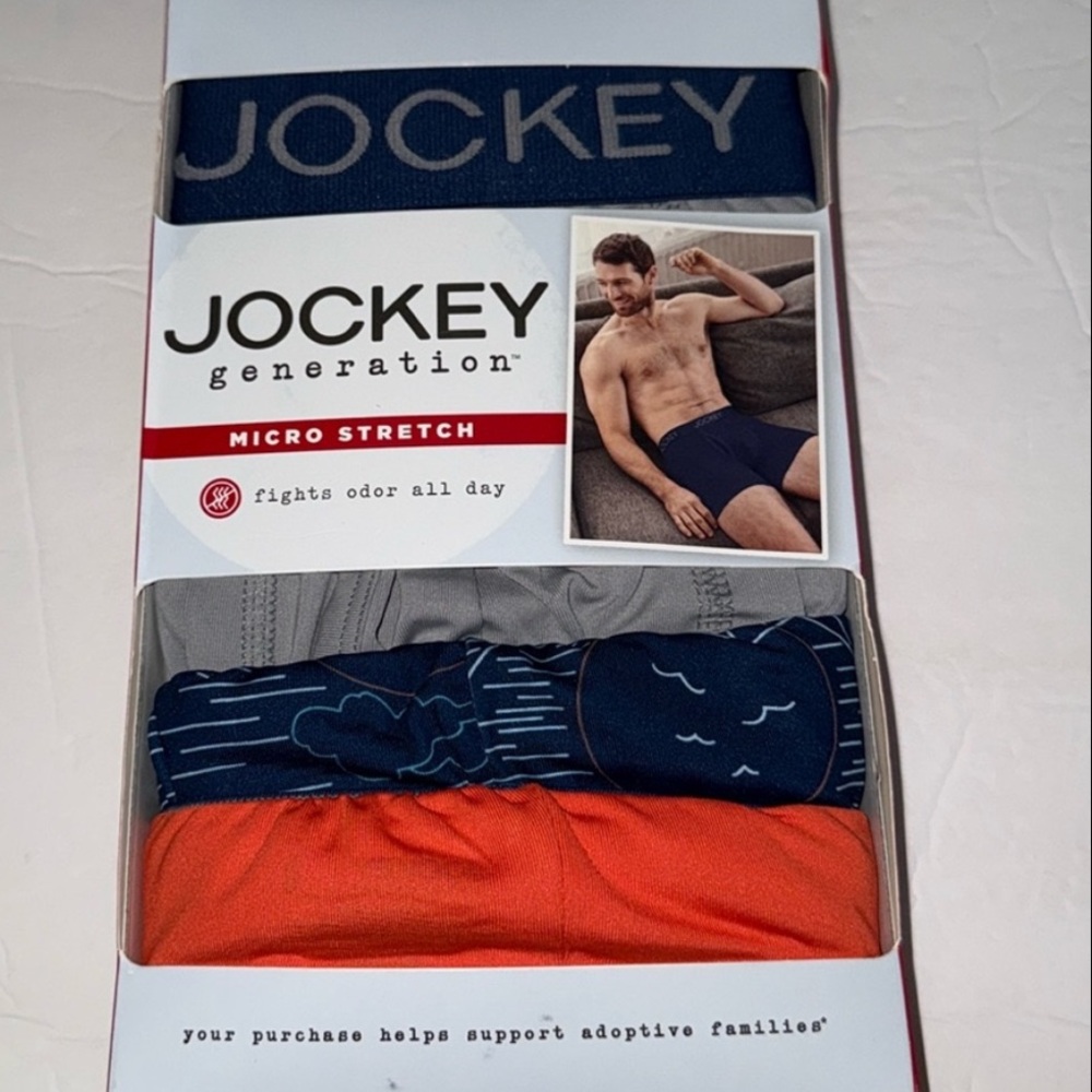 Jockey Generation 3 Pk Microfiber Stretch Boxer Briefs Orange Gray Blue Multi M